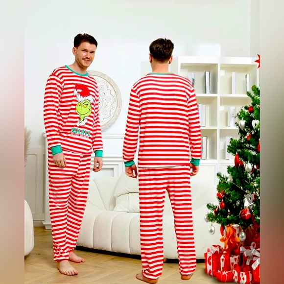 New Christmas Pajamas Set-2023 Stripe Matching Family Pajamas For DAD/Medium - Picture 1 of 9